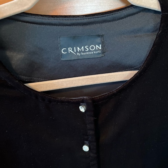 CRIMSON by lawrence kurtz Elegant Evening Velvet Jacket. Black. Lg - Picture 3 of 6